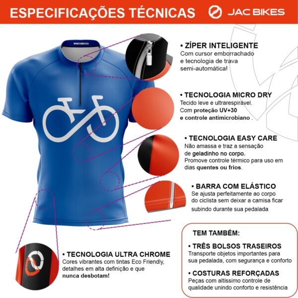 Kit Pai E Filho Camisa Ciclismo Bike Forever Azul Manga Curta Uv - Imagem 4