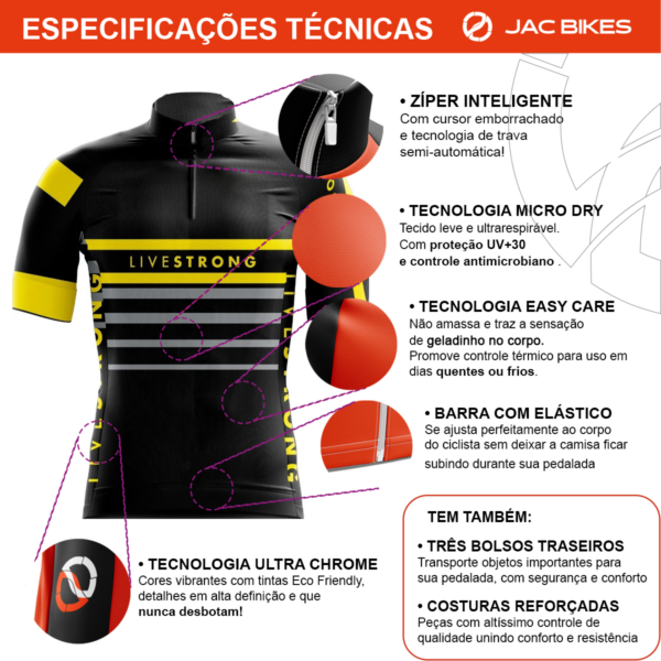 Kit Camisa Ciclismo Pai E Filho Livestrong Dry Fit Mtb Bike - Imagem 3