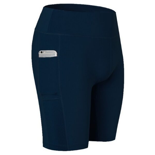 Bermuda Fitness Com Bolso Academia Dry Fit Cintura Alta Azul - Imagem 1