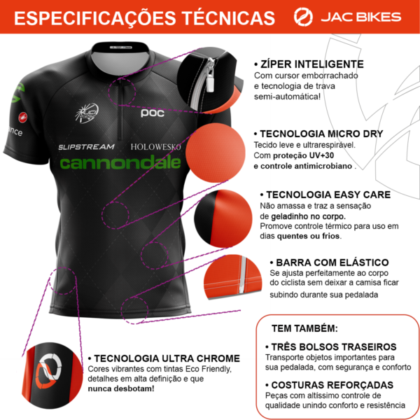 Camisa Ciclismo Infantil Criança Cannondale Manga Curta Dryfit - Imagem 4