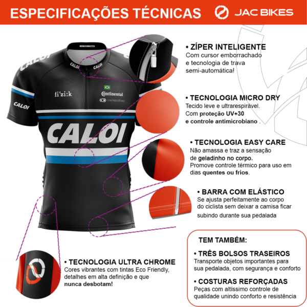 Camisa Ciclismo Caloi Dry Fit Roupa Mtb Manga Curta Bike - Imagem 3