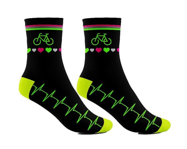 Meia Ciclismo Cano Longo Bike Batimento Coração - Imagem 1